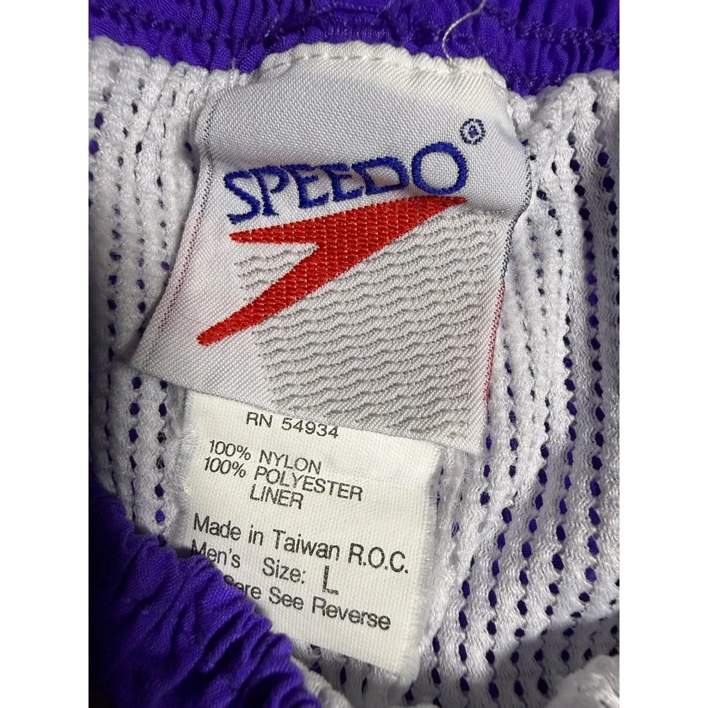 Speedo Swim Shorts Men Large Purple Good Nylon Mesh Liner Elastic Waist Pockets